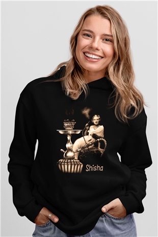 Nargile Siyah Unisex Kapşonlu Sweatshirt