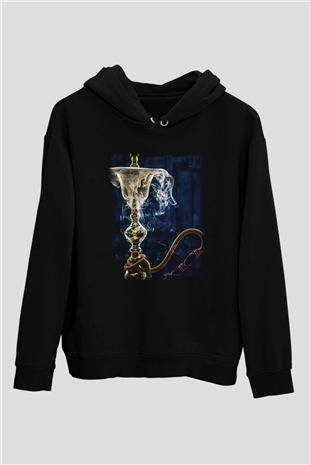 Nargile Siyah Unisex Kapşonlu Sweatshirt