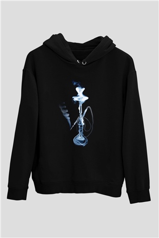Nargile Siyah Unisex Kapşonlu Sweatshirt