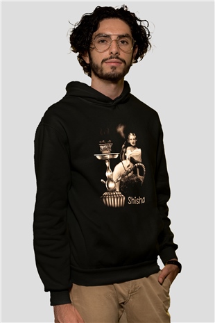 Nargile Siyah Unisex Kapşonlu Sweatshirt