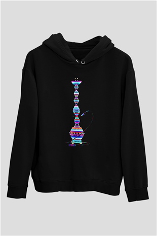 Nargile Siyah Unisex Kapşonlu Sweatshirt