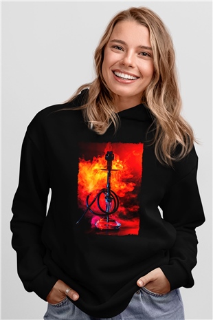 Nargile Siyah Unisex Kapüşonlu Sweatshirt
