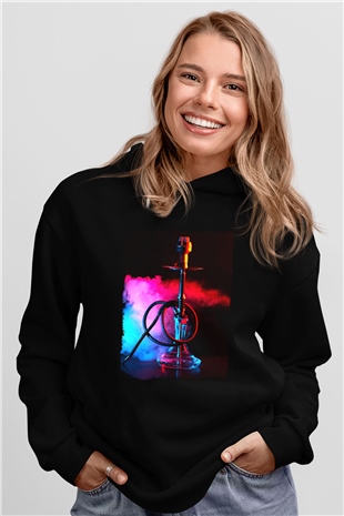 Nargile Siyah Unisex Kapüşonlu Sweatshirt