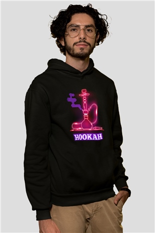Nargile Siyah Unisex Kapüşonlu Sweatshirt