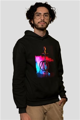Nargile Siyah Unisex Kapüşonlu Sweatshirt