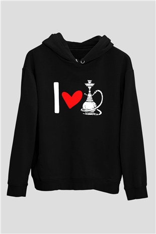 Nargile Siyah Unisex Kapüşonlu Sweatshirt