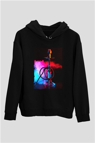 Nargile Siyah Unisex Kapüşonlu Sweatshirt