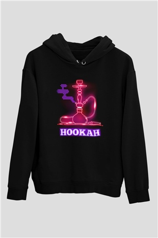 Nargile Siyah Unisex Kapüşonlu Sweatshirt