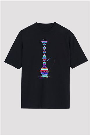 Nargile Siyah Unisex Oversize Tişört T-Shirt