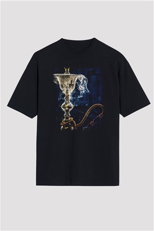 Nargile Siyah Unisex Oversize Tişört T-Shirt