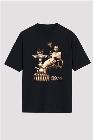 Nargile Siyah Unisex Oversize Tişört T-Shirt