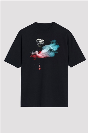 Nargile Siyah Unisex Oversize Tişört T-Shirt