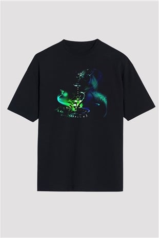 Nargile Siyah Unisex Oversize Tişört T-Shirt