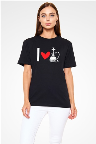 Nargile Siyah Unisex Tişört T-Shirt - TişörtFabrikası