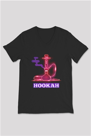 Nargile Siyah Unisex V Yaka Tişört