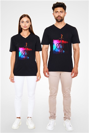 Nargile Siyah Unisex V Yaka Tişört