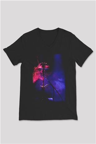 Nargile Siyah Unisex V Yaka Tişört