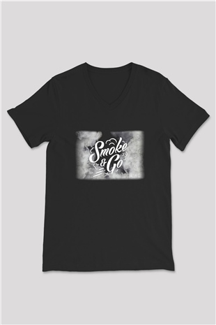 Nargile Siyah Unisex V Yaka Tişört T-Shirt