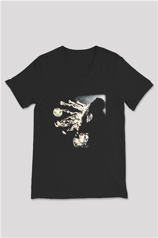 Nargile Siyah Unisex V Yaka Tişört T-Shirt