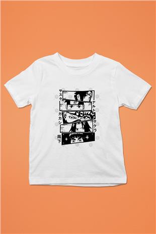 Naruto Baskılı Beyaz Unisex Beyaz Çocuk Tişört - Tshirt