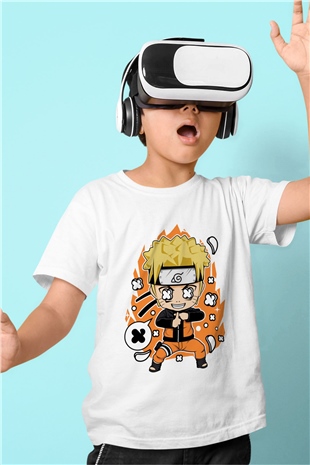 Naruto Baskılı Unisex Beyaz Çocuk Tshirt