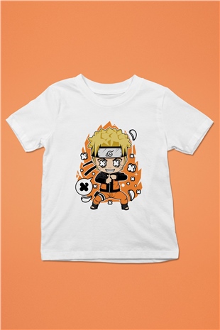 Naruto Baskılı Unisex Beyaz Çocuk Tshirt