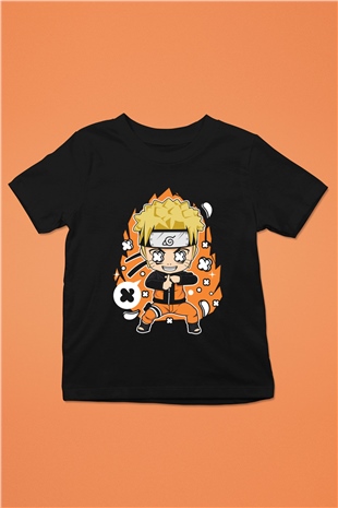 Naruto Baskılı Unisex Siyah Çocuk Tshirt
