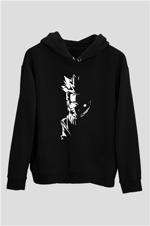 Naruto Baskılı Unisex Siyah Hoodie