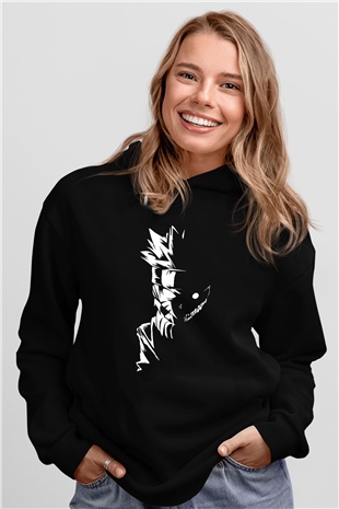 Naruto Baskılı Unisex Siyah Hoodie