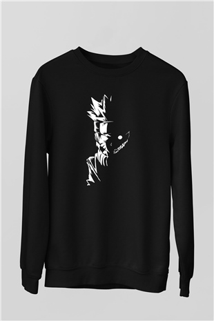 Naruto Baskılı Unisex Siyah Sweatshirt