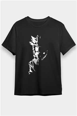 Naruto Baskılı Unisex Siyah Tişört - Tshirt
