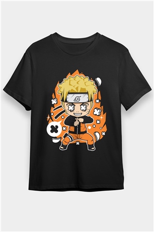 Naruto Baskılı Unisex Siyah Tshirt