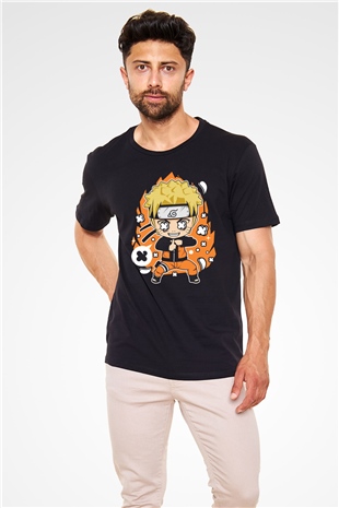 Naruto Baskılı Unisex Siyah Tshirt