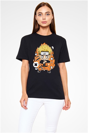 Naruto Baskılı Unisex Siyah Tshirt
