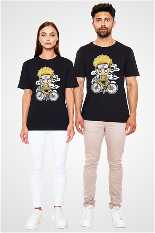 Naruto Bicycle Baskılı Siyah Unisex Tshirt