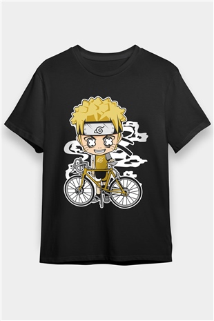 Naruto Bicycle Baskılı Siyah Unisex Tshirt