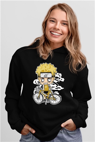 Naruto Bicycle Baskılı Siyah Unisex Tshirt