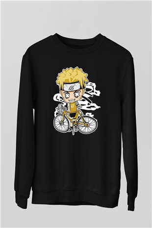 Naruto Bicycle Baskılı Siyah Unisex Tshirt