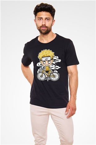 Naruto Bicycle Baskılı Siyah Unisex Tshirt