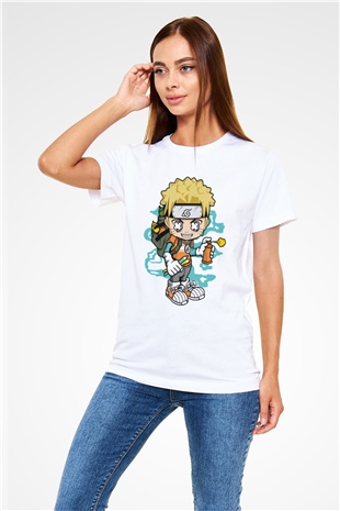 Naruto Bomber Baskılı Unisex Beyaz Tshirt