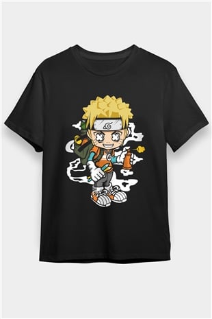 Naruto Bomber Baskılı Unisex Siyah Tshirt