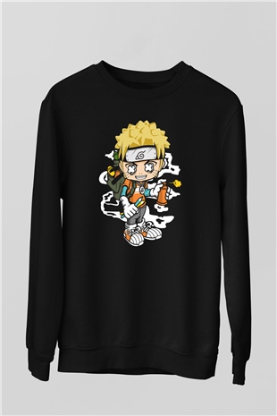 Naruto Bomber Baskılı Unisex Siyah Tshirt