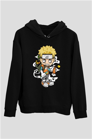 Naruto Bomber Baskılı Unisex Siyah Tshirt