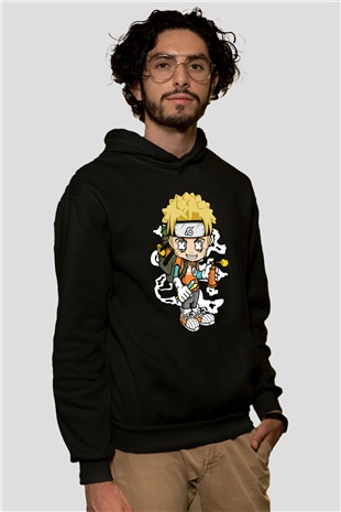 Naruto Bomber Baskılı Unisex Siyah Tshirt