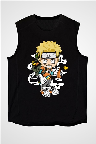 Naruto Bomber Baskılı Unisex Siyah Tshirt