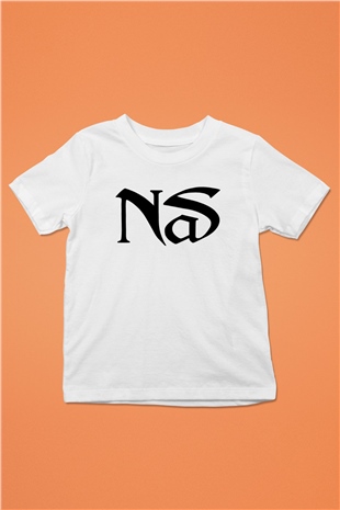 Nas Baskılı Beyaz Unisex Çocuk Tişört