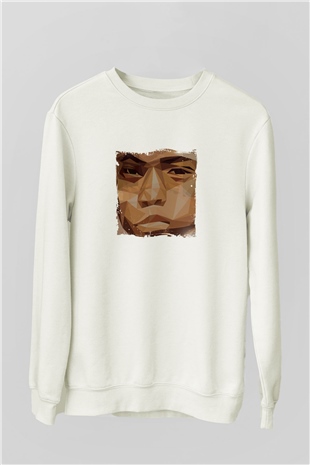 Nas Baskılı Unisex Beyaz Sweatshirt