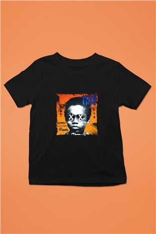 Nas Baskılı Unisex Siyah Çocuk Tişört