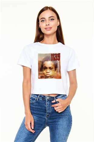 Nas Beyaz Croptop Tişört
