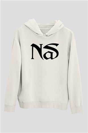 Nas Beyaz Unisex Kapşonlu Sweatshirt